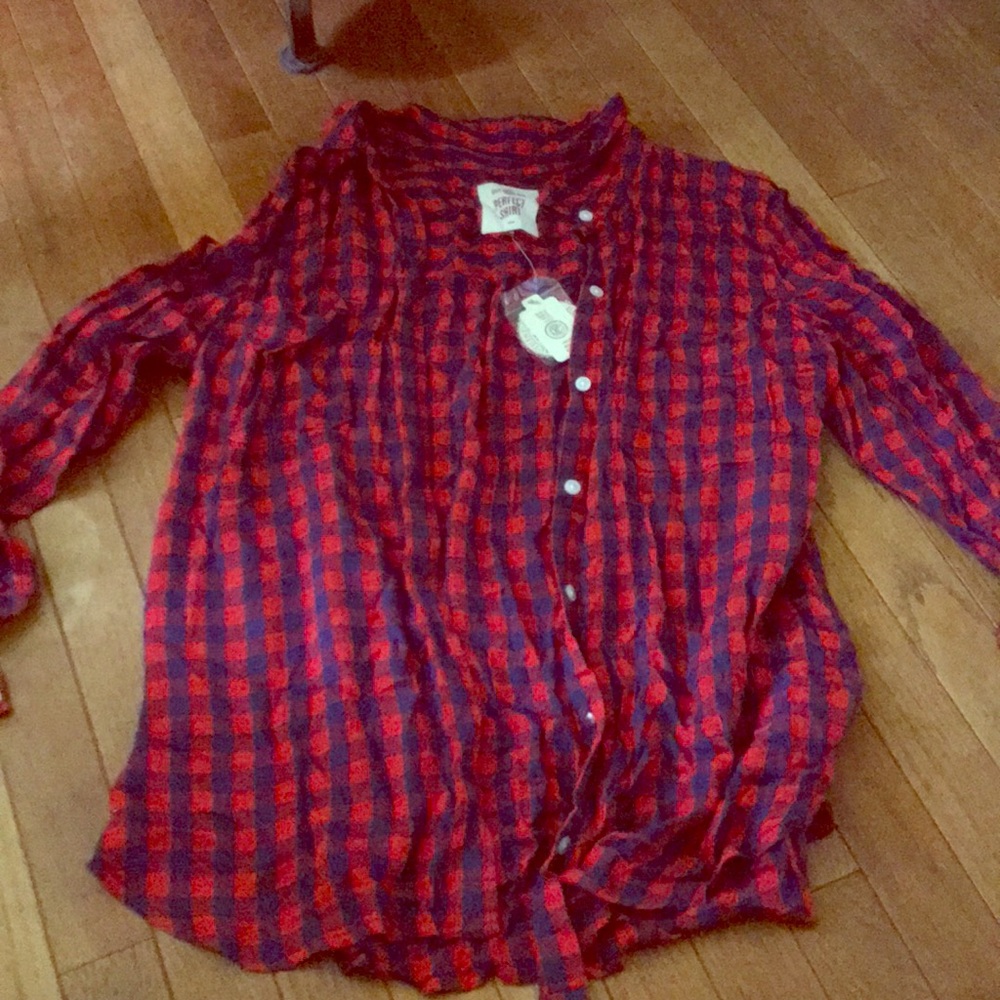 NWT Red and Navy Plaid Shirt